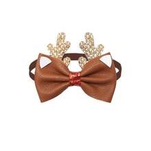 1 件圣诞宠物蝴蝶结，圣诞鹿角和圣诞帽元素，可调节圣诞限量版宠物蝴蝶结，皮革蝴蝶结，适合小型犬和猫 - 彩色 - 查看 11