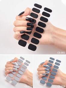 48/96/128/192片装多巴胺美甲贴纸套装，包含粉色、黑色、白色、红色、蓝色、绿色等多种颜色，闪光美甲贴纸，DIY全套美甲贴纸，按压式美甲贴纸，渐变闪光美甲贴纸，持久耐用，适合日常、圣诞节、新年、派对等场合，快速轻松地打造美丽惊艳的美甲造型。（注意：本产品不适用于UV固化） - 彩色 - 查看 40