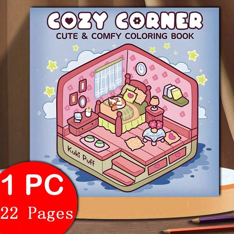 1本温馨角落涂色书，适合成人和青少年，温馨空间，厨房主题涂色书，22页单面印刷，线条清晰，图案精美，是放松身心的理想之选 | 新年、情人节、圣诞节、生日、学校假期等各种场合的完美礼物，适合成人、青少年和儿童 - room - 查看 7