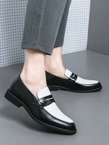 Mens Slip-On Dress Penny Loafer Casual Loafers Shoes For Male Classic Business Work Office Formal Dress Shoes - 黑與白 - 查看 4