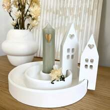 4 件套硅胶心形房屋模具套装，适用于树脂、混凝土和水泥铸造、珠宝收纳盒、粘土和石膏工艺模具 - 白色 - 查看 4