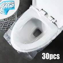 100 قطعة مقعد حمام ورقي قابل للتخلص منه، مقعد حمام ورقي قابل للشطف، إكسسوار سفر ضروري، مقعد حمام ورقي قابل للذوبان للطائرات والسفر والحمامات العامة والتخييم، يتفكك بسرعة، ديكور حمام خفيف الوزن وصحي