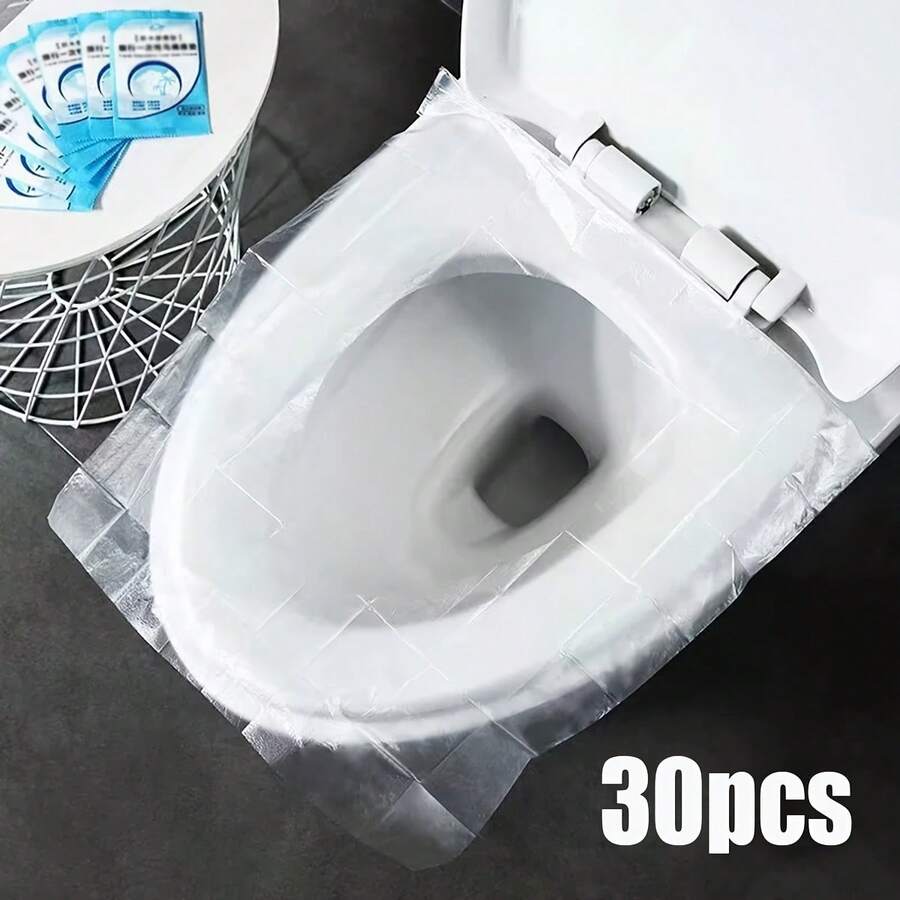 100 قطعة مقعد حمام ورقي قابل للتخلص منه، مقعد حمام ورقي قابل للشطف، إكسسوار سفر ضروري، مقعد حمام ورقي قابل للذوبان للطائرات والسفر والحمامات العامة والتخييم، يتفكك بسرعة، ديكور حمام خفيف الوزن وصحي