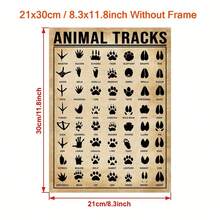 1 Pieza de Arte de Pared de Gráfico de Huellas de Animales Vintage - Perfecto para Decoración del Hogar y Decoración de Habitaciones - Póster Impreso en Lienzo, Sin Marco - transparente - Ver 11