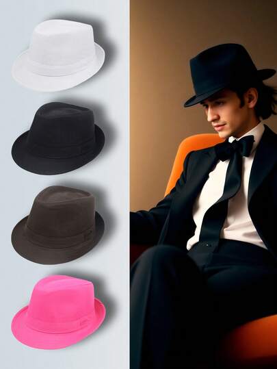 1pc British-Style Solid-Color Top Hat, Perfect For The Stage Or As A Gentleman's Hat. Lightweight And Comfortable To Wear, Ideal For Stage Performances, Parties, Daily Commutes, Travel Street Style, And Showcasing A Gentleman's Aesthetic Attitude.