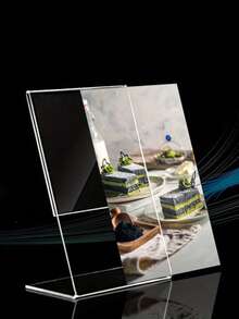 2 piezas Soporte inclinado de acrílico de 4x6 pulgadas: Soporte inclinado para exhibir letreros, menús, volantes y documentos - Organizador de escritorio transparente para cafés, tiendas, oficinas, bares y restaurantes