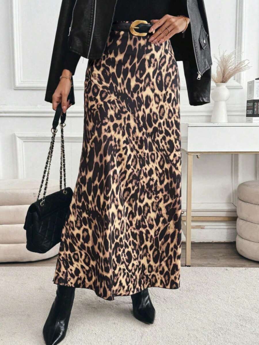 Chân váy nữ thanh lịch họa tiết da báo, chất liệu polyester nhẹ, không co giãn, phù hợp cho công sở, đi chơi, nghỉ lễ mùa xuân. - Nhiều màu - Xem 1