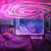[Remote Control RGB Aurora Starry Sky Projector] LED Starry Sky Projector Night Light, With Remote Control And Voice Control RGB Aurora Northern Lights Effect, Multi-Color Desktop Decorative Lighting, Suitable For Bedroom, Living Room, With Non-Rechargeable Button Battery