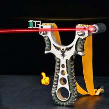 1 Set High Power New Slingshot For Outdoor Hunting, Includes Slingshot And Rubber Bands (Rubber Arrow Color Is Random, No Infrared Sight Included, Please Refer To Actual Received Item)