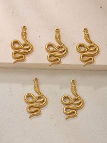 5 piezas Colgante con forma de serpiente, chapado en oro de 18K, acero inoxidable, collar, aretes, joyería de estilo punk, para hombres y mujeres, accesorios de moda DIY para decoración de fiestas