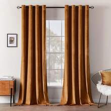 2 Panels Blackout Curtains Solid Soft Grommet Mustard Yellow Thermal Insulated Soundproof Room Darkening Curtains/Drapes/Panels Fall Living Room Bedroom 52 X 90 Inch - Gold Brown - 查看 12