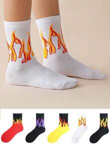 1/4/5 Pairs Mid-Calf Socks In Rock And Hip-Hop Style For Autumn And Winter, The Preferred Choice For Street Trendsetting Youths