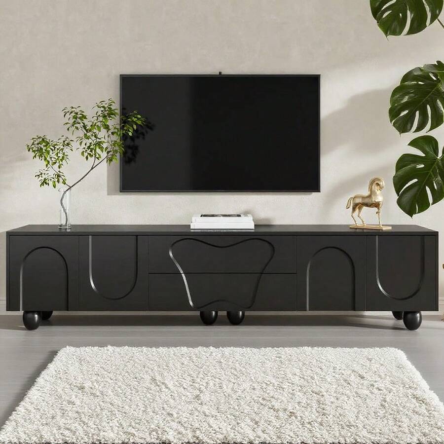 Television Stands & Entertainment Centers - Black + Particle Board - View 1