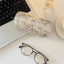 1pc Tropical Print Snake Skin PVC Faux Leather Eyeglasses Case, Crush-Resistant Portable Sunglasses/Glasses Storage Box, Suitable For All Seasons