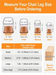 4/16/36 件方形椅腿地板保护垫，硬木地板家具垫，椅腿家具滑块，椅子矩形地板保护垫，硅胶椅腿盖，保护地板和桌腿，防刮降噪（浅棕色） - 淺棕色 - 查看 3