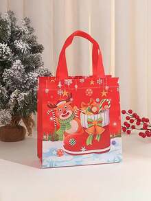 1 Stück Weihnachts-Leinwand-Geschenktasche, Weihnachts-Einkaufstasche, Tragetasche, Geschenkdekorationstasche, Weihnachtsparty-Geschenkverpackungstasche, Weihnachts-Verpackungszubehör