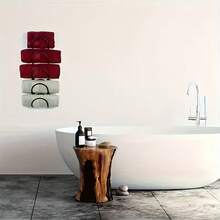 TAIMASI 5pcs Wall-Mounted Punch-Free Towel Storage Rack - Space-Saving, Multi-Functional Organizer For Towels & Bottles - Stylish Bathroom Accessories Set - For Bathroom Organization - Suitable For All Bathroom Styles - Great Gift For Housewarming  - Perfect For Back-To-School, Thanksgiving, Christmas, New Year's, Easter, Fourth Of July, Labor Day, Mother's Day, Father's Day, Valentine's Day, Housewarming, And Super Bol Sunday Organization And Gifting - 銀色 - 查看 8