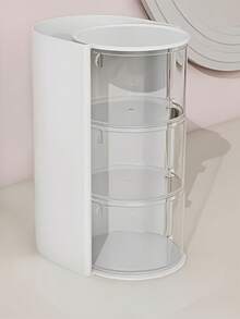 1pc Multi-Layer Rotating Compartment Hair Accessory Storage Box, Hair Clip & Tie Organizer, Headpiece Display Case, Practical Storage Box For Combs, Glasses, Makeup Brushes, Eyebrow Pencils, Minimalist & Functional PET Material Hair Accessory Box, Gift Box, Birthday Gift