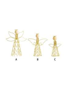 1 pieza Figura de ángel de alambre - Figura decorativa navideña, material de metal, estilo de dibujos animados, diseño creativo, decoración hogareña cálida | Adecuado para regalos, festivales, fiestas, hogar, restaurante y decoración de escritorio Decoraciones navideñas Decoración de habitación Invierno