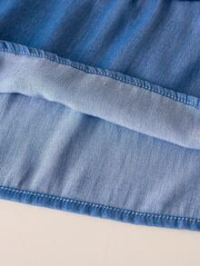 3pcs Baby Girls Spring/Autumn Long Sleeve Set, Stylish Denim Effect Princess Dress, Pants And Headband, Infant Clothing