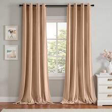 2 Panels Blackout Curtains Solid Soft Grommet Mustard Yellow Thermal Insulated Soundproof Room Darkening Curtains/Drapes/Panels Fall Living Room Bedroom 52 X 90 Inch - 淺褐色的 - 查看 12