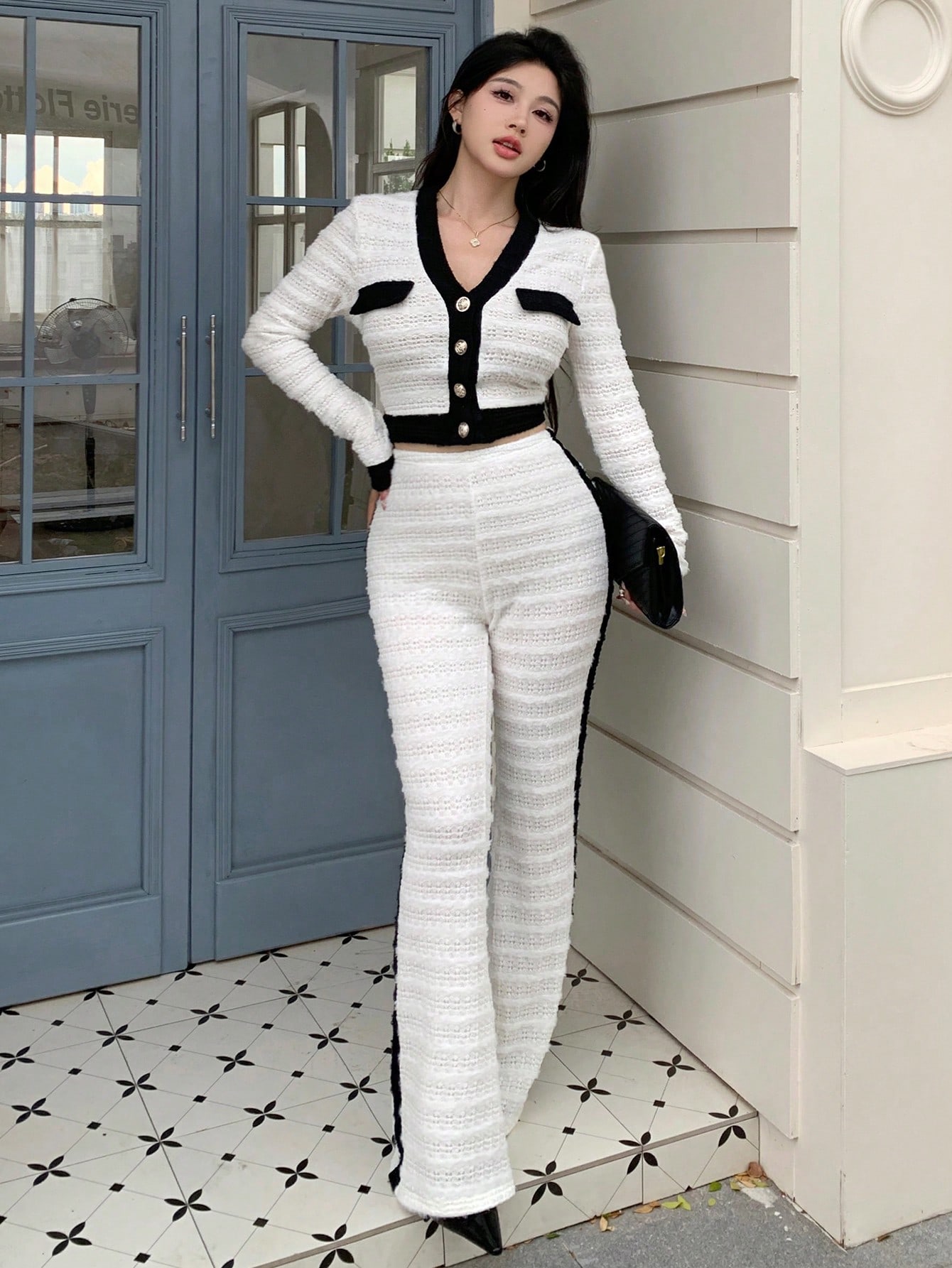 abyoxi بدلة نسائية من قطعتين تتكون من كارديجان أسو...