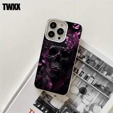 Fundas y carcasas protectoras con diseño de flores moradas, con orificios grandes. Compatibles con phone 16 Pro Max, 16, 15 Pro, 14, 14 Plus/14 Pro Max, 13, 13 Pro, 12 Pro, 11/11 Pro. Regalos para cumpleaños y festividades - Blanco - Ver 8