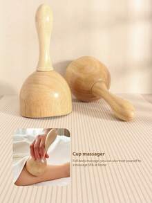 6pcs/Set Wooden Massage Tool Kit With Comb, Wooden Roller Massager, Wooden Scraper, Manual Wooden Meridian & Muscle Massager, Relaxation Small Tools, Suitable For Home And Professional Massage Therapy Institutions - Yellow - View 4