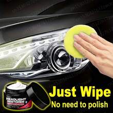汽车车灯修复抛光修理套件 - 车灯划痕去除剂和氧化黄化清洁剂修复膏，用于车灯组件抛光蜡，恢复前后车灯抛光亮度