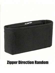 1Pc Multi-Pocket Organizer Insert Bag, Felt Insert Purse Organizer With Zipper,Felt Cloth Zipper Cosmetic Storage Bag, Lightweight Portable Inner Travel Storage Bag, Bag Insert Organizer With Multi-Pockets, Small Handbag Tote Shaper Insert For Shoulder Bag, Bag-In-Bag Organizer