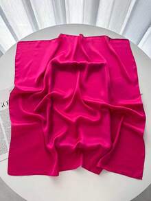 1条纯色方巾，女士小披肩围巾头巾，70x70厘米方形头巾，适合搭配连衣裙 - 玫紅色 - 查看 3