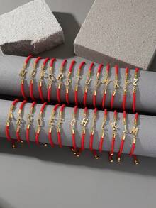 1 件男士绳状首字母手链，不锈钢 A-Z 字母吊饰手链，手工编织手链可调节珠宝礼物 - 彩色 - 查看 9