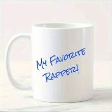 My Favorite Rapper!90s Hip Hop Nostalgia Ceramic Coffee Mug - 11oz White Mug With Bold Blue Text, Durable Ceramic Cup For Hot Beverages, Funny Gift For Rap Fans & 90s Music Lovers, Music Fan Merchandise, Office Humor, Retro Design, Sturdy Construction, Office Workers - 1 cái - Xem 2