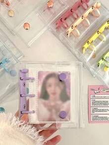 Mini 3 Holes Macaron Binder Cover, Double Buckle DIY Collect Book, For 3 Inch Postcards, Idol Kpop Cards,School Supplies, Back To School, Album Design, Durable Organizer Binder Notebook Cover Loose-Leaf Organizer For Daily Planning And Note-Taking, Office Supplies