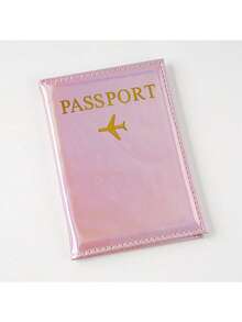 1pc Customized Initial And Name Personalized Passport Holder, Customized Gold Letter Rainbow Color Laser Leather Passport Cover, Customized Leather Passport Wallet, Unique Travel Set Gift For Lovers And Friends, Unisex Couple Passport Holder, Ticket Wallet, Multi-Function Letter Design