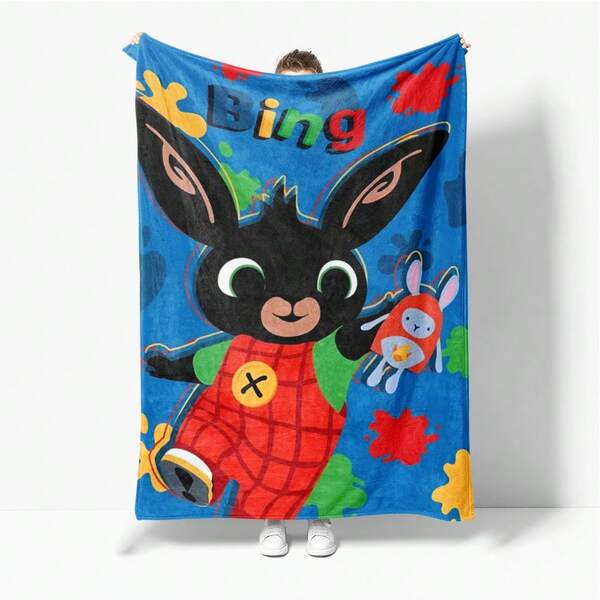 Bing Rabbit Cartoon Pattern Plush Blanket, Cute Cartoon Style, Soft And Comfortable Fleece Blanket, Lightweight And Soft Printed Fleece Blanket, Suitable For Sofa, Bed, Office, Travel, Camping Chair And Warm Fuzzy Blanket