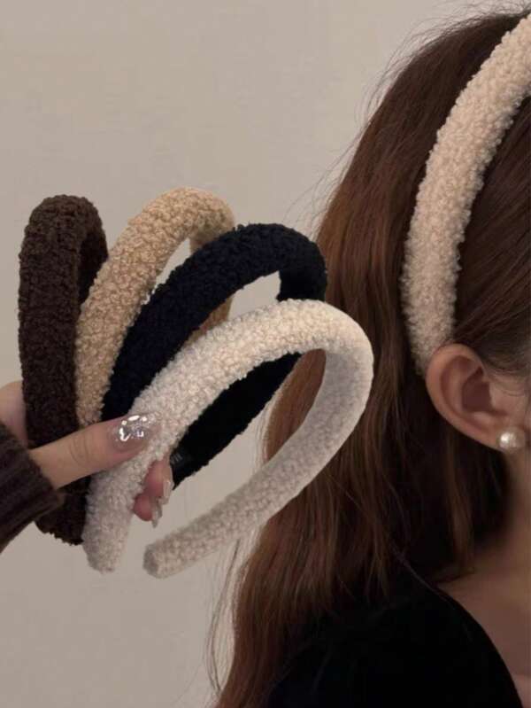 5 piezas Diadema de terciopelo de piel de oveja simple y versátil para mujeres, de alta gama y elegante, diadema de moda, nuevo estilo de pasador para el cabello, accesorio para el cabello, diadema, pinza para el cabello, diadema.