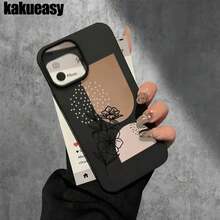 Fundas y carcasas protectoras con diseño de líneas negras y flores, con orificios grandes. Compatibles con phone 16 Pro Max, 16, 15 Pro, 14, 14 Plus/14 Pro Max, 13, 13 Pro, 12 Pro, 11/11 Pro. Regalos para cumpleaños y fiestas. - Negro - Ver 7