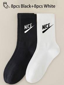 40pcs/30pcs/24pcs Unisex Comfortable Sports Socks, Men's Long Socks For Sports And Training, Women's Long Socks For Casual And Business Wear, Antibacterial, Soft, Black And White, Odor-Resistant, Moisture-Wicking, Lightweight And Comfortable, Suitable For Autumn/Winter, 20pcs/10pcs/8pcs/6pcs/4pcs/2pcs Set, Autumn