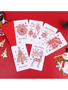 6/8 张装圣诞贺卡，带信封，6 种独特设计，有趣的节日祝福，盒装办公用品，适合感恩节、万圣节、生日、祝贺、感谢 - 多色 - 查看 2