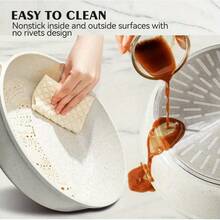 A Set Of Non Stick Cookware - White Granite Surface, Suitable For Induction Cookers, Including Frying Pans And Stew Pots, Soup Pots With Lids, Suitable For Home Kitchen Use - Aluminum Granite Coating Non-stick Pan - View 10
