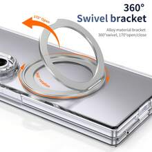 VIETAO 360° Rotating Invisible Stand Transparent Material Phone Case, Compatible With Samsung Galaxy Z Fold 8 Ultra 7 6 5 4 Fold7, With Tempered Glass Screen Protector - Silver - View 2