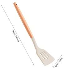 1 Pc Wooden Handle Silicone Spatula Kitchen Stir-Fry Spatula Home Cooking Silicone Kitchenware Steak Pan Spatula