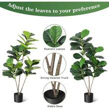 Artificial Fiddle Leaf Fig Tree,Faux Ficus Lyrata Plant,Faux Tall Ficus Tree,Fake Fig Silk Tree In Pot For Indoor Outdoor Home Office Living Room Bathroom Decor - 4 pies - Ver 5