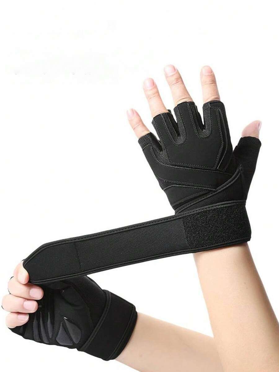 2pcs Weight Lifting Gym Workout Gloves With Wrist Wrap Support For Men & Women, Full Palm Protection, For Weightlifting, Training, Fitness, Hanging, Pull Ups