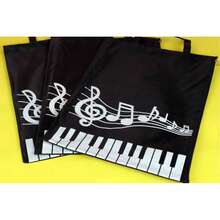 1pc Piano Themed Reusable Canvas Tote Bag, Travel/Weekend Bag, Casual & Fashionable, High Quality & Stylish Music Note Pattern, Ideal Gift For Music Lovers, Suitable For School, Shopping, Commuting, Business, Work And Daily Use, Holiday/Birthday/New Year Gift