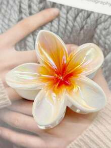 6pcs/1pc Multi-Functional Egg-Shaped Floral Hair Claw Clips, Hair Accessories, Headpieces, Tropical Print, Boho Style, Casual, Party, Streetwear, ABS Plastic Hair Claws, Hair Clips, Suitable For All Seasons, Can Securely Fix Buns, Firmly Hold Hair, Suitable For Women & Girls Daily Use, Festivals, Parties, Gifts, Non-Slip, Suitable For Thick & Thin Hair Flower Hair Clip Summer - Multicolor - View 19