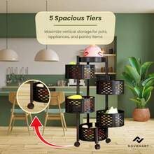 5Tier Kitchen Storage Rack HeavyDuty Metal Shelf Organizer With Wheels Adjustable Shelves For Pantry Cabinet And Countertop