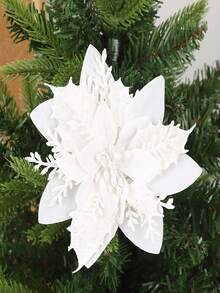 5/10pcs Poinsettias Artificial Christmas Flowers - Red/Gold/Red Gold/Silver/Pink Glitter Fake Flowers Christmas Tree Decorations Christmas Decorations For Home 2025 New Year Ornaments - Multicolor - View 7