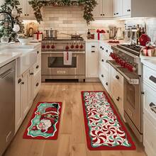 1/2/3 Pcs Thick 0.47 Inch/1.2 Cm Christmas Kitchen Mat Set, Christmas Kitchen Rug Set, Santa Lollipop Pattern, Christmas Kitchen Decor, Suitable For Kitchen, Home Office, Laundry Room, Bathroom, High Quality Flannel Material + Non-Slip Backing - Multicolor - View 14